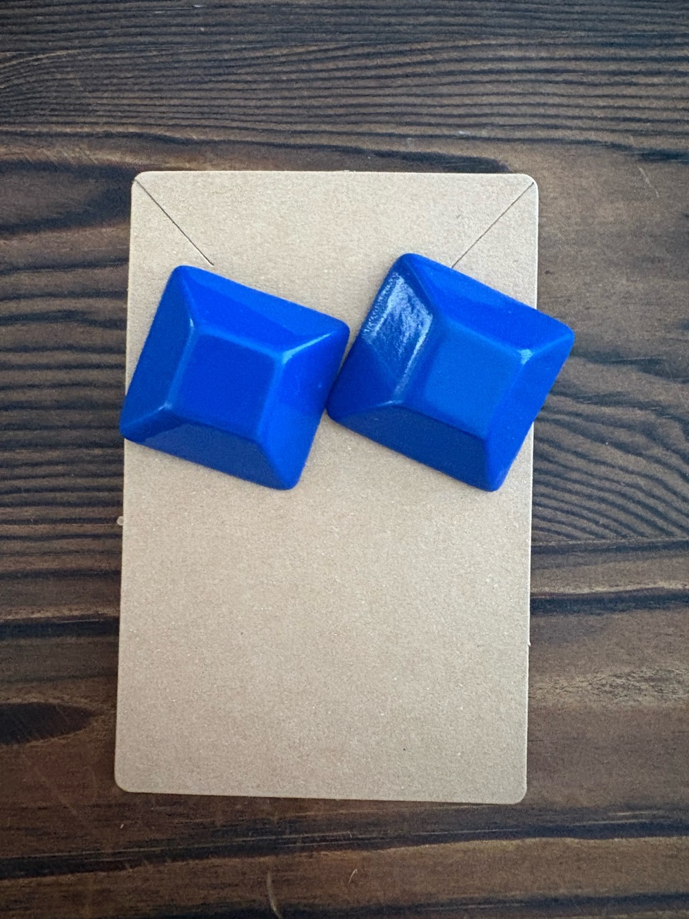 Vintage 80’s chunky Royal blue square pyramid stud earrings